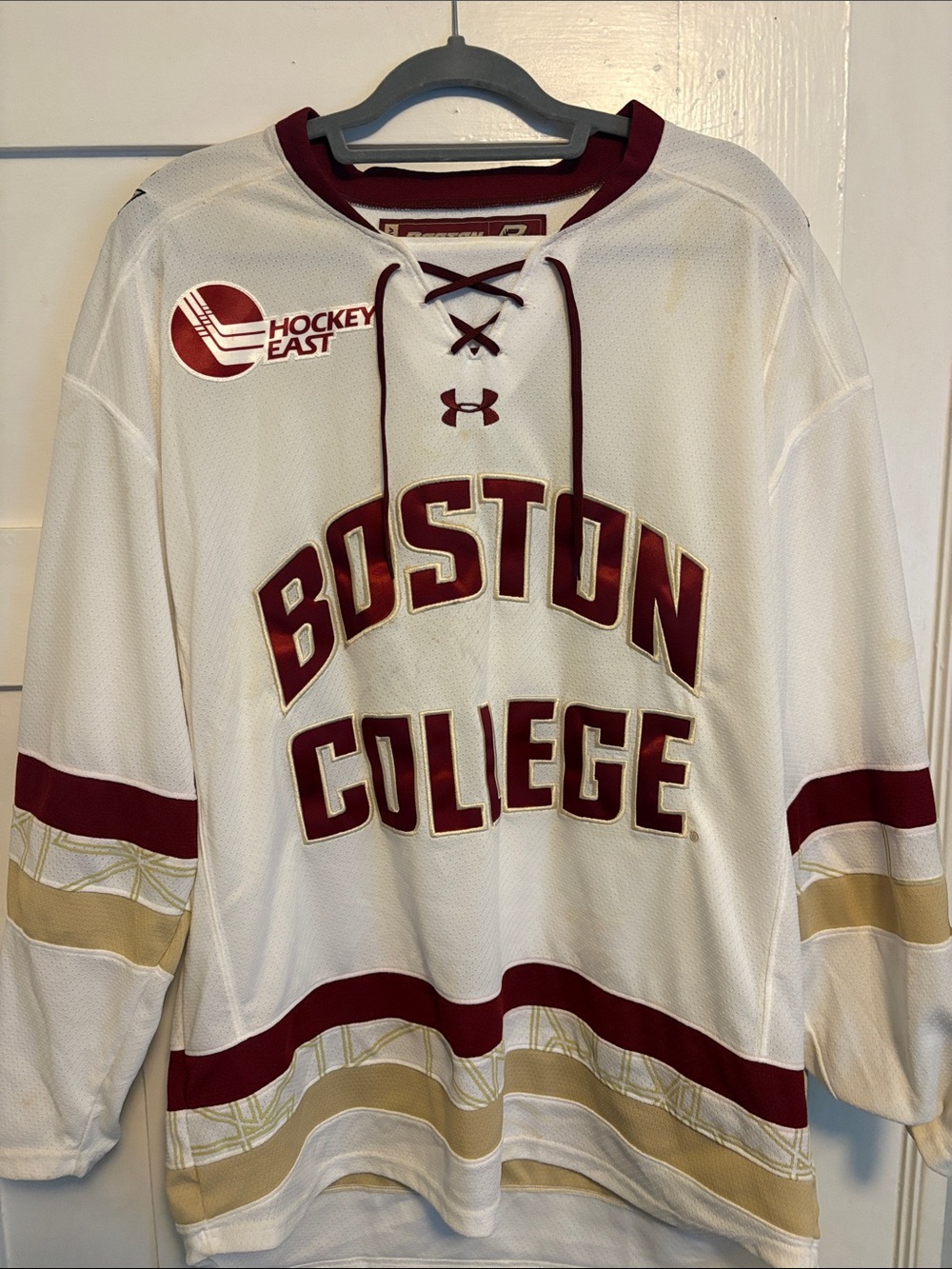 Under Armour Boston College Hockey Jersey - White, Maroon & Gold